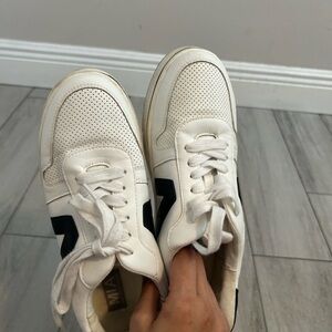 MIA White Sneakers with Black Side V Detail